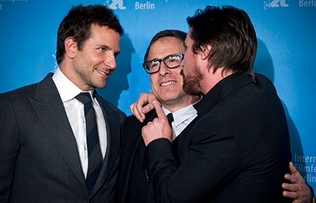  Bradley Cooper (L-R),  US director David O. Russell and British actor Christian Bale 